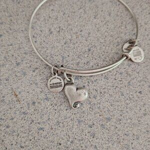 Alex and Ani Cupid's Heart Crystals Silver Charm Bracelet Adjustable Bangle  154